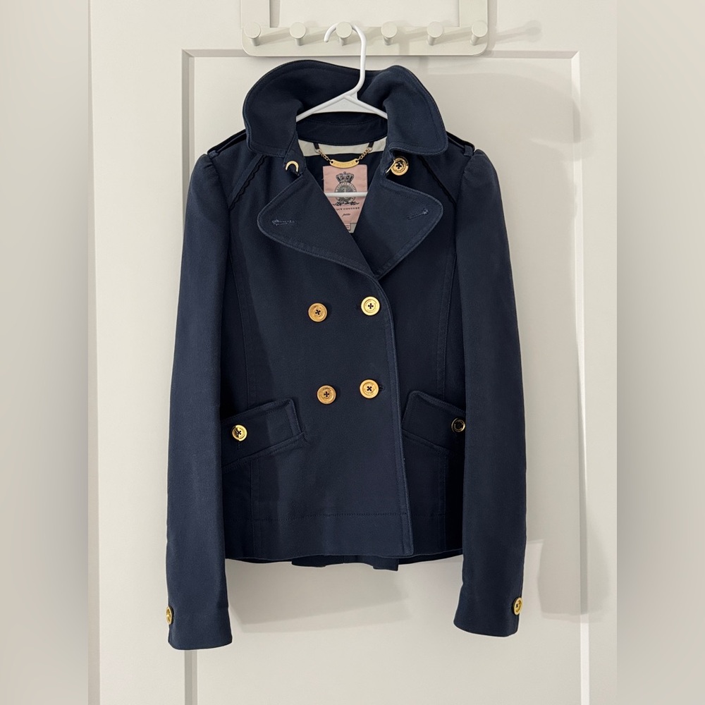 Juicy Couture Navy Military Peacoat Jacket